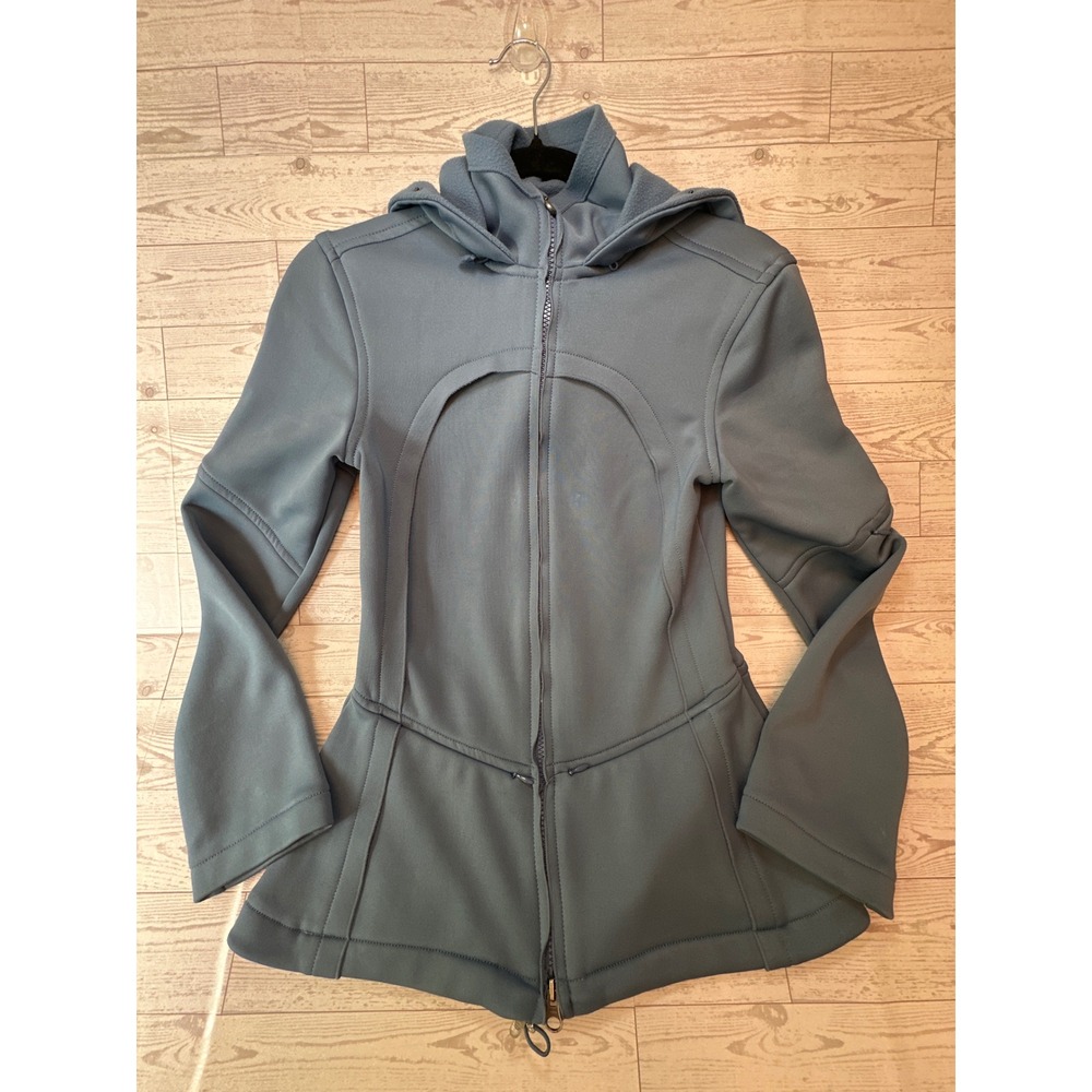Athleta Full Zip Hooded Jacket Women XS Blue Peplum Gorpcore